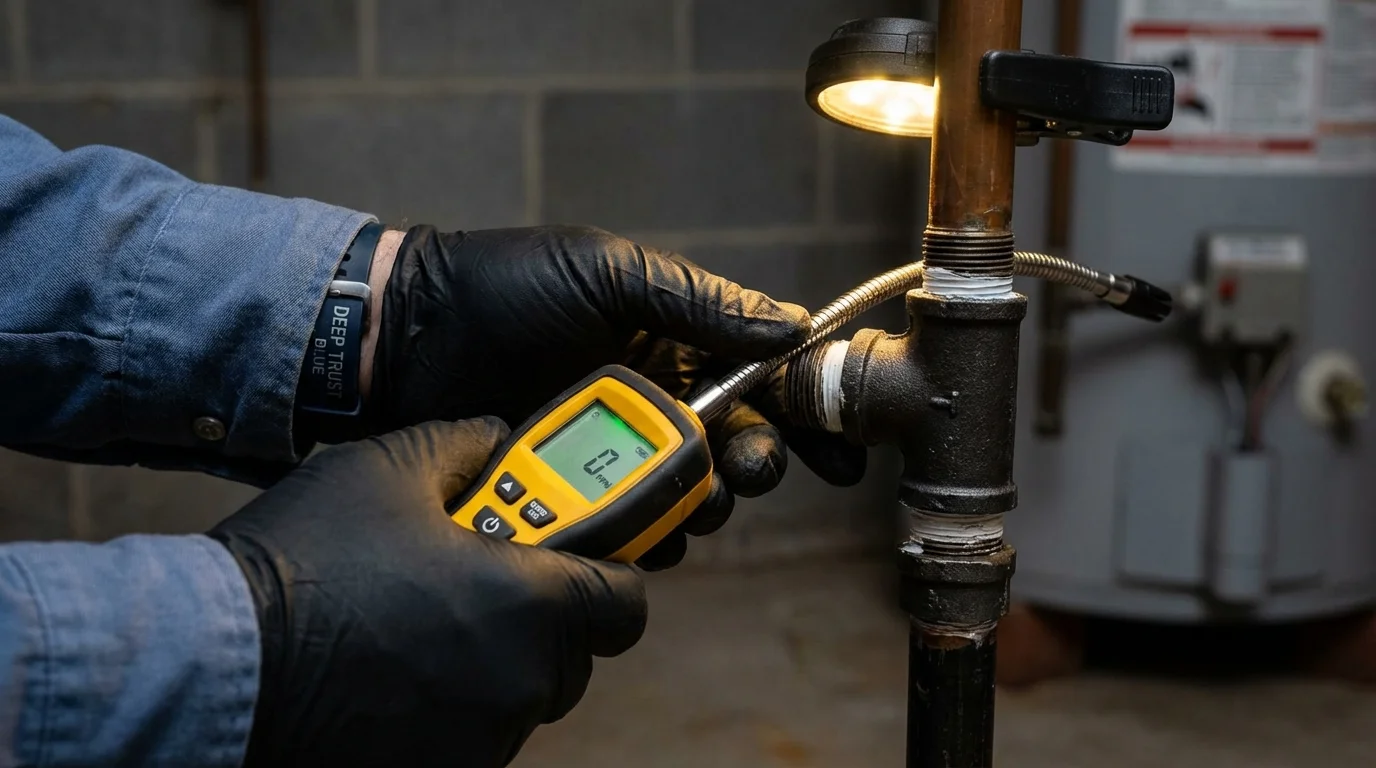 Gas leak detection with electronic sniffer by Johns Plumbing LLC in Uniontown